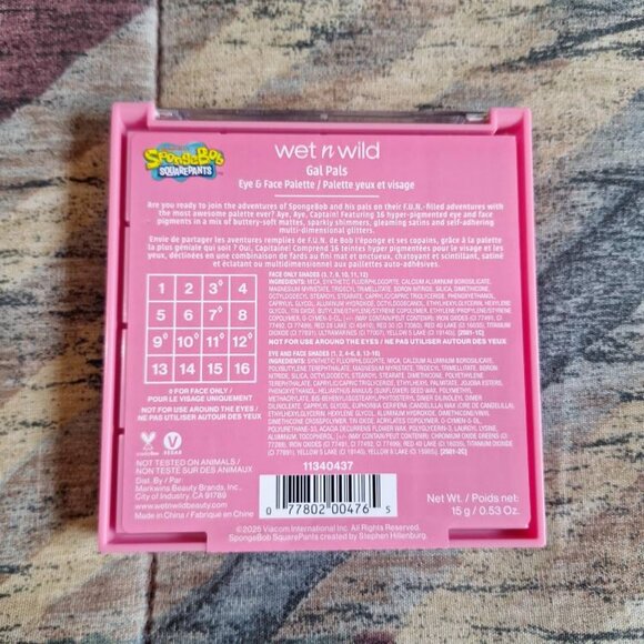 ✨ Wet n Wild x SpongeBob SquarePants “Gal Pals” Eye & Face Palette - Picture 2 of 2